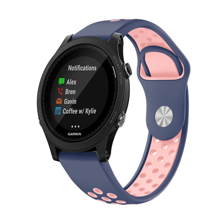 Watch Band – Silicone (22mm) #18 For Garmin Forerunner 935 Midnight Blue+Pink