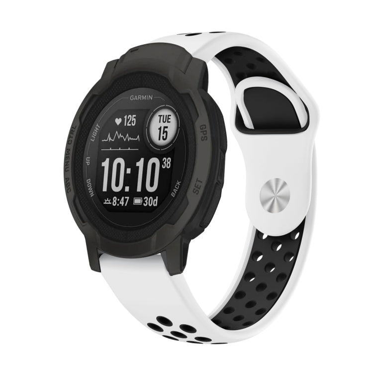 22mm Sports Breathable Silicone Watch Band, For Garmin Forerunner 965, For Garmin Instinct 2 For Garmin Instinct 2 White+Black
