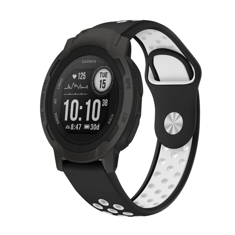 22mm Sports Breathable Silicone Watch Band, For Garmin Forerunner 965, For Garmin Instinct 2 For Garmin Instinct 2 Black+White