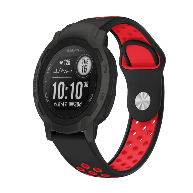 22mm Sports Breathable Silicone Watch Band, For Garmin Forerunner 965, For Garmin Instinct 2 For Garmin Instinct 2 Black+Red
