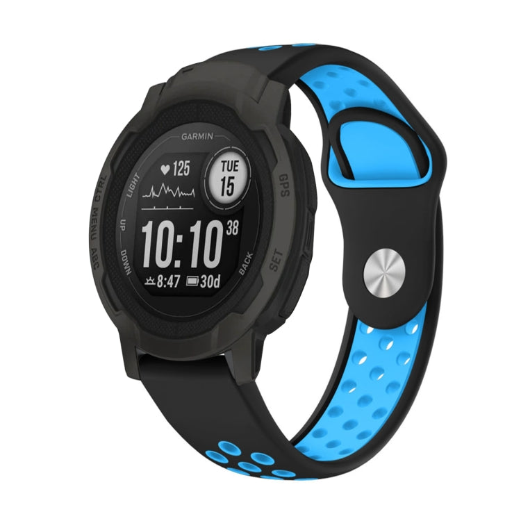 22mm Sports Breathable Silicone Watch Band, For Garmin Forerunner 965, For Garmin Instinct 2 For Garmin Instinct 2 Black+Blue