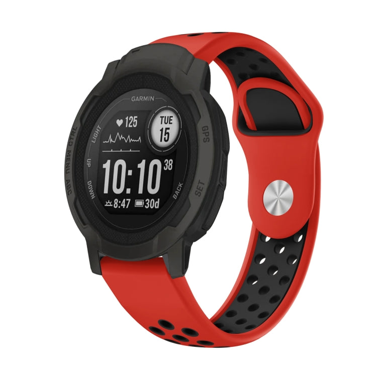 22mm Sports Breathable Silicone Watch Band, For Garmin Forerunner 965, For Garmin Instinct 2 For Garmin Instinct 2 Red+Black