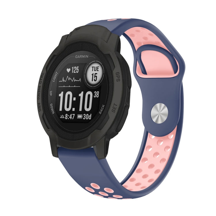 22mm Sports Breathable Silicone Watch Band, For Garmin Forerunner 965, For Garmin Instinct 2 For Garmin Instinct 2 Midnight Blue+Pink
