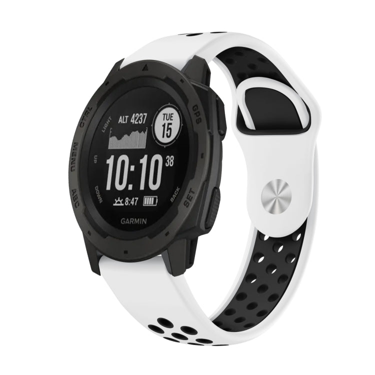 Watch Band – Silicone (22mm) #10 For Garmin Instinct White+Black