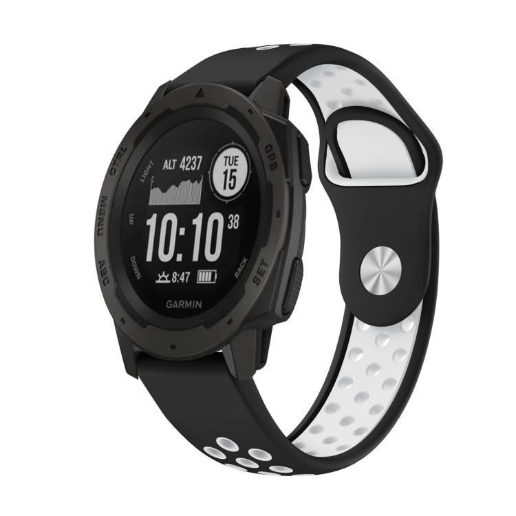 Watch Band – Silicone (22mm) #10 For Garmin Instinct Black+White