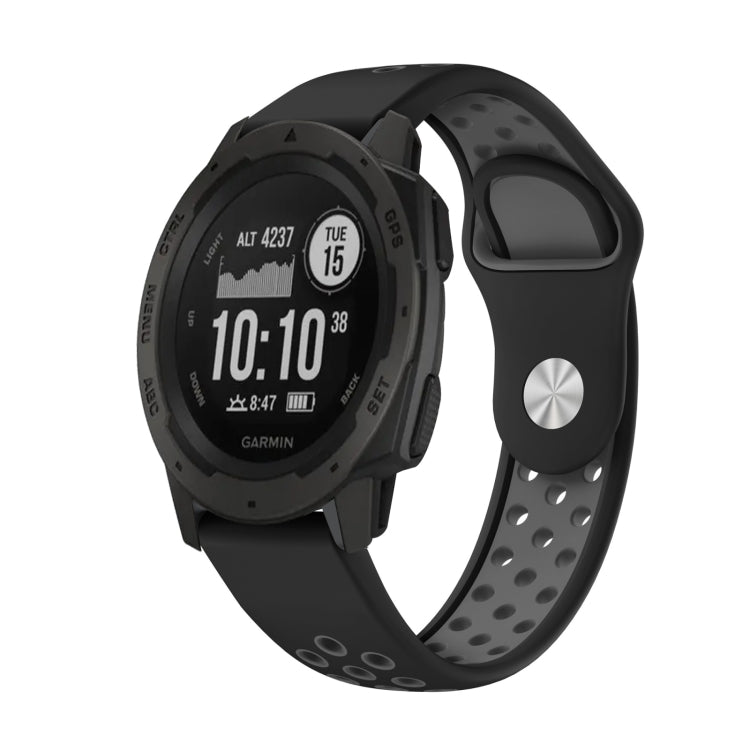 Watch Band – Silicone (22mm) #10 For Garmin Instinct Black+Grey