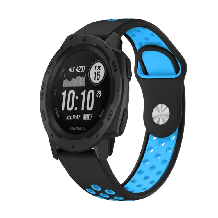 Watch Band – Silicone (22mm) #10 For Garmin Instinct Black+Blue