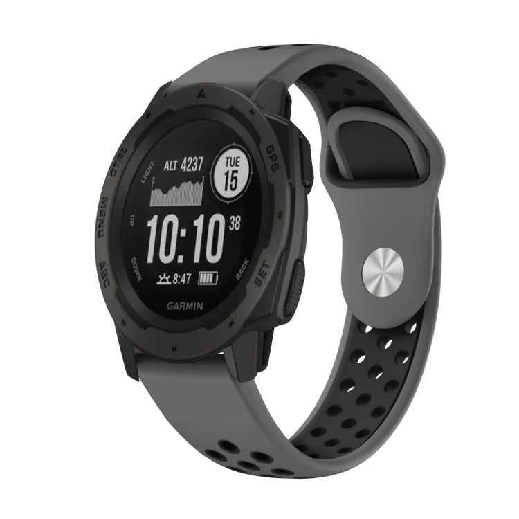 Watch Band – Silicone (22mm) #10 For Garmin Instinct Grey+Black