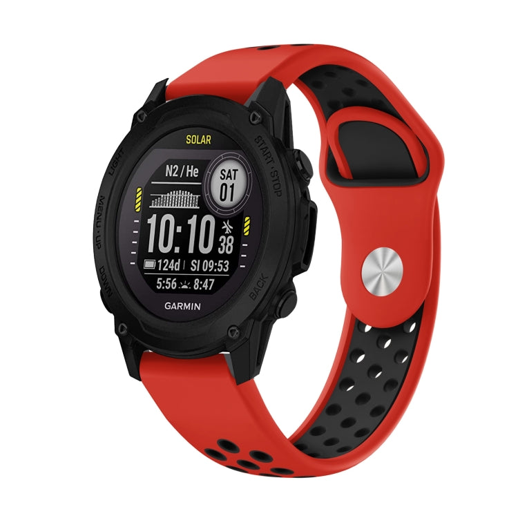 Watch Band – Silicone (22mm) #10 For Garmin Descent G1 Red+Black