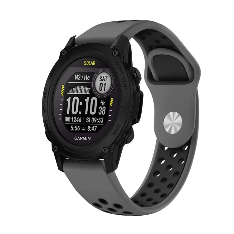 Watch Band – Silicone (22mm) #10 For Garmin Descent G1 Grey+Black