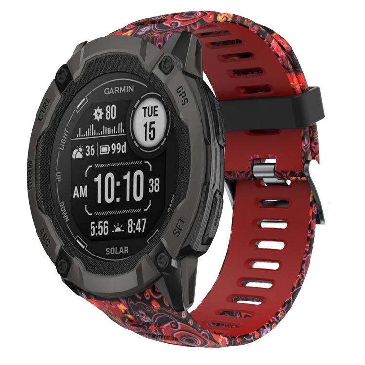 Watch Band – Silicone (26mm) #9 For Garmin Instinct 2X Solar Red+Jellyfish Camouflage