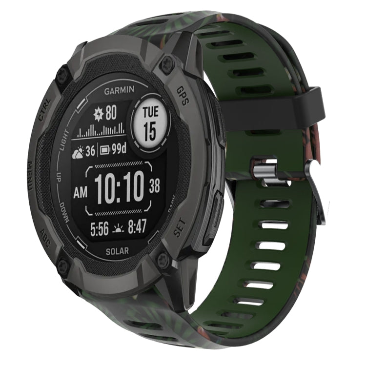 Watch Band – Silicone (26mm) #9 For Garmin Instinct 2X Solar Army Green+Bamboo Camouflage
