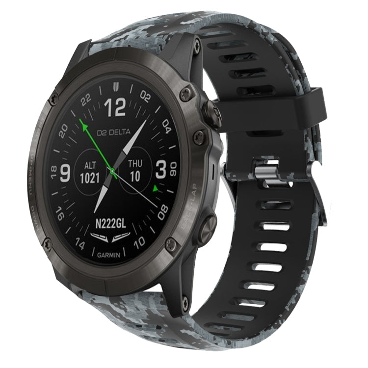 Watch Band – Silicone (26mm) #9 For Garmin D2 Delta PX Black+Digital Camouflage