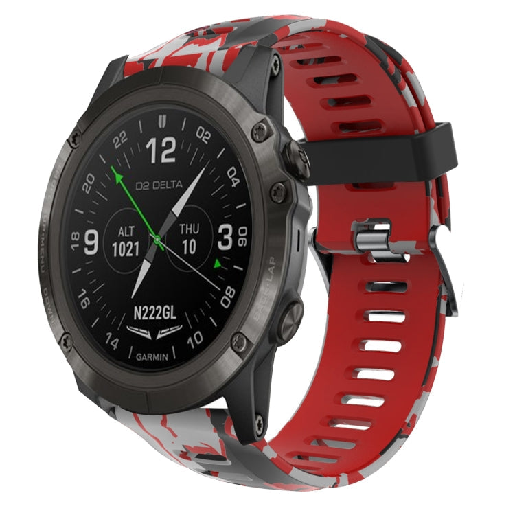 Watch Band – Silicone (26mm) #9 For Garmin D2 Delta PX Red+Army Camouflage