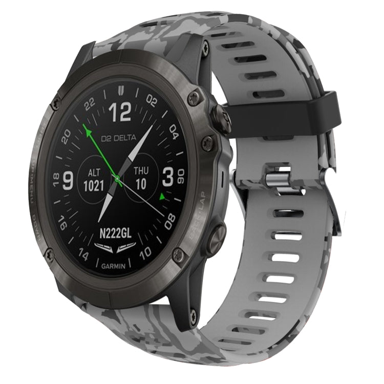 Watch Band – Silicone (26mm) #9 For Garmin D2 Delta PX Grey+Army Camouflage