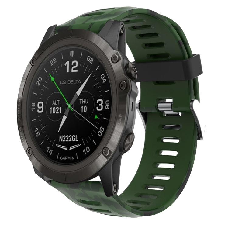 Watch Band – Silicone (26mm) #9 For Garmin D2 Delta PX Army Green+Army Camouflage