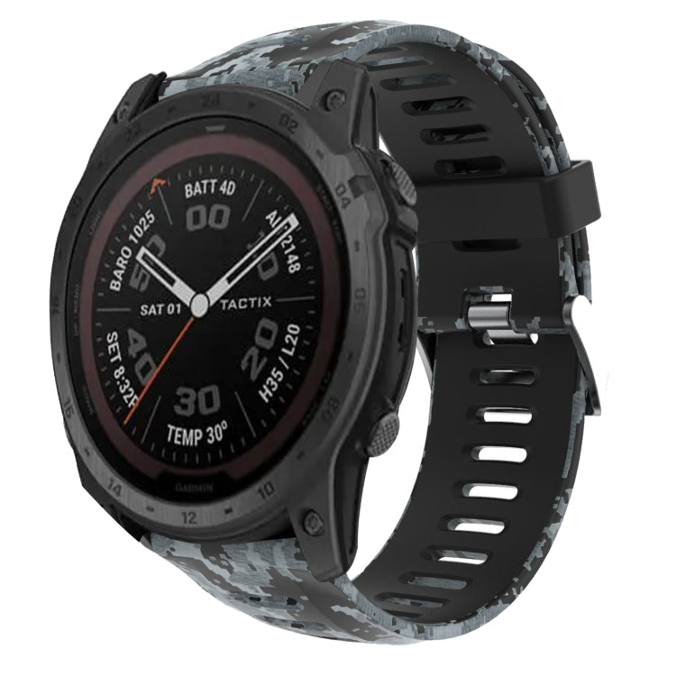 Watch Band – Silicone (26mm) #9 For Garmin Tactix 7 Pro Black+Digital Camouflage