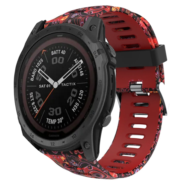 Watch Band – Silicone (26mm) #9 For Garmin Tactix 7 Pro Red+Jellyfish Camouflage