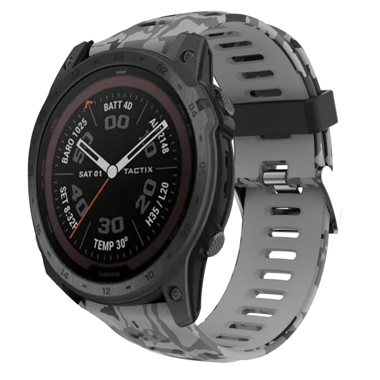 Watch Band – Silicone (26mm) #9 For Garmin Tactix 7 Pro Grey+Army Camouflage