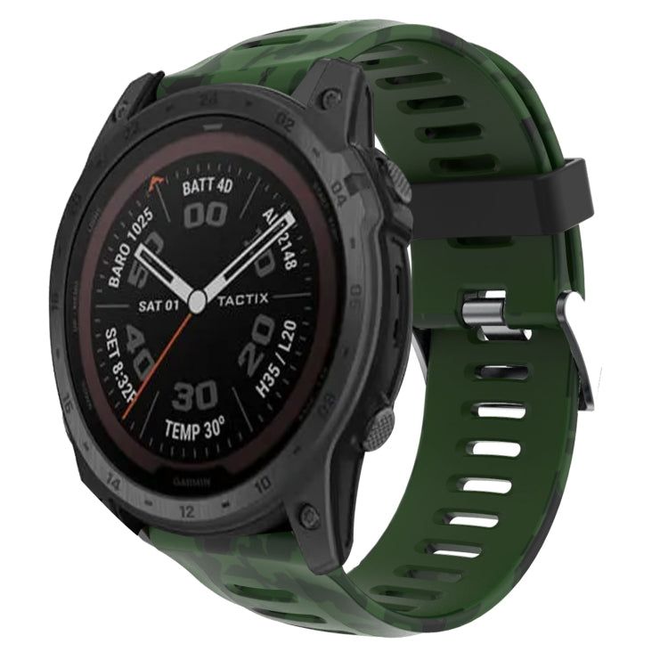 Watch Band – Silicone (26mm) #9 For Garmin Tactix 7 Pro Army Green+Army Camouflage
