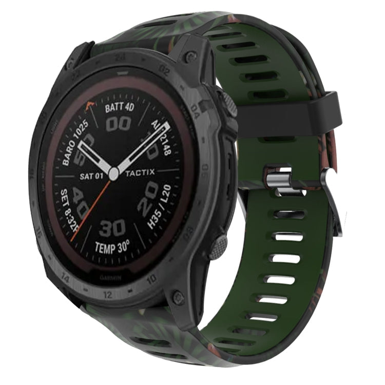 Watch Band – Silicone (26mm) #9 For Garmin Tactix 7 Pro Army Green+Bamboo Camouflage