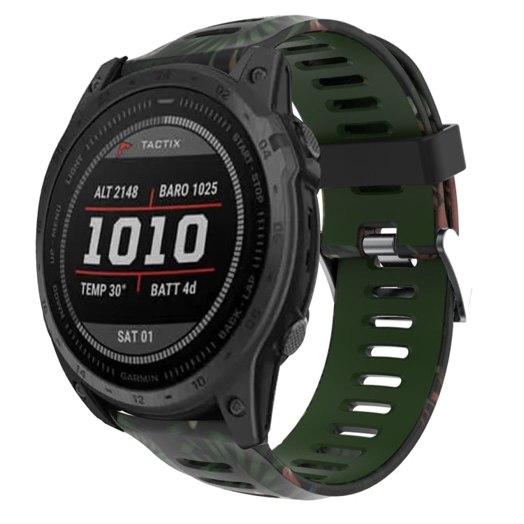 Watch Band – Silicone (26mm) #11 For Garmin Fenix 7X Army Green+Bamboo Camouflage