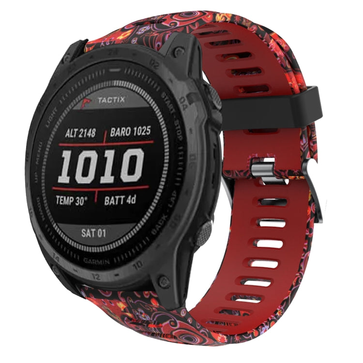 Watch Band – Silicone (26mm) #11 For Garmin Fenix 7X Solar Red+Jellyfish Camouflage