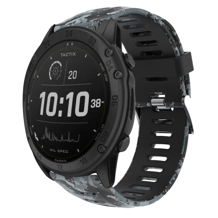 Watch Band – Silicone (26mm) #11 For Garmin Tactix Delta Black+Digital Camouflage