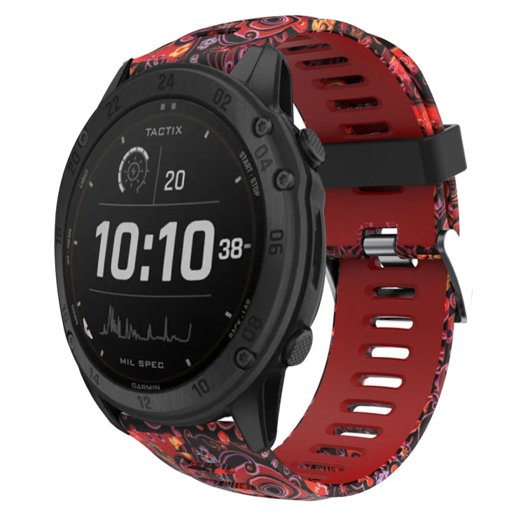 Watch Band – Silicone (26mm) #11 For Garmin Tactix Delta Red+Jellyfish Camouflage