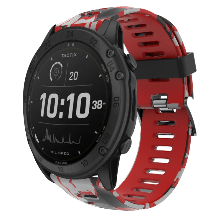 Watch Band – Silicone (26mm) #11 For Garmin Tactix Delta Red+Army Camouflage