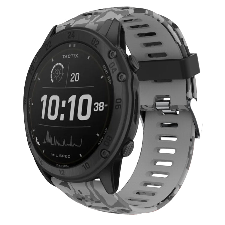 Watch Band – Silicone (26mm) #11 For Garmin Tactix Delta Grey+Army Camouflage