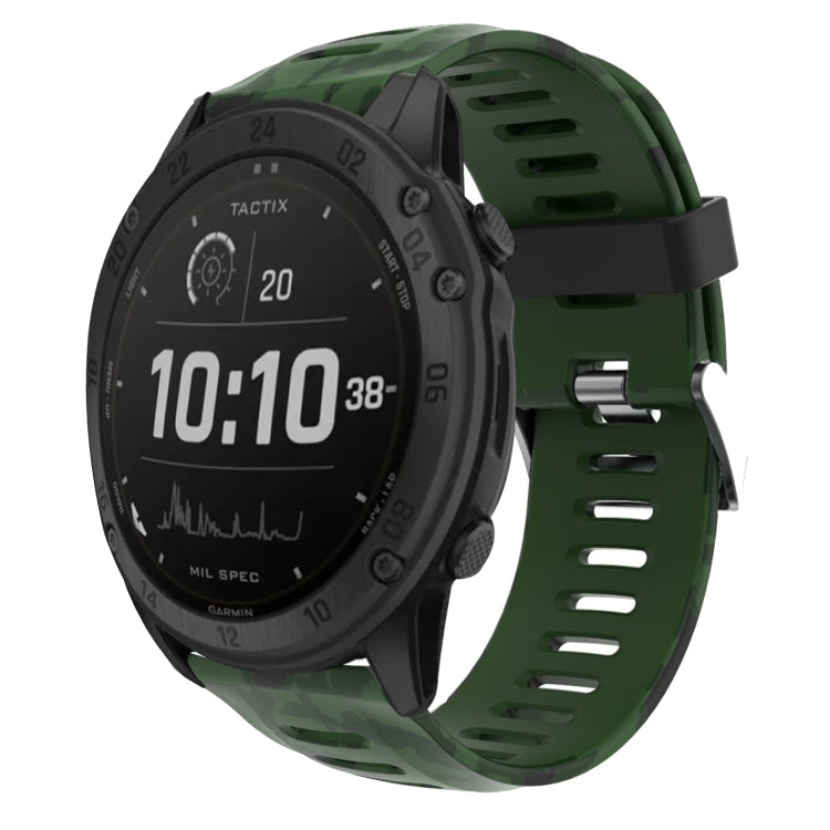 Watch Band – Silicone (26mm) #11 For Garmin Tactix Delta Army Green+Army Camouflage