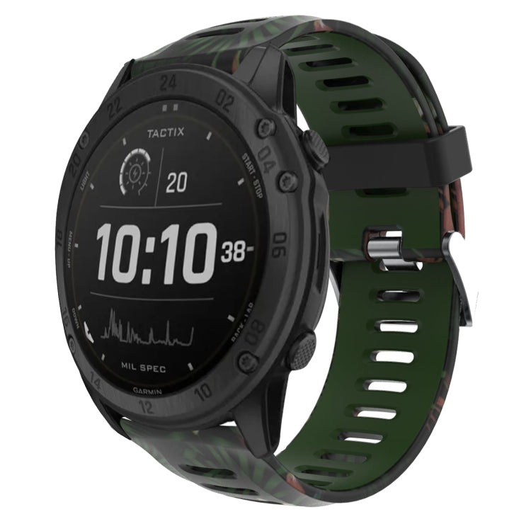 Watch Band – Silicone (26mm) #11 For Garmin Tactix Delta Army Green+Bamboo Camouflage