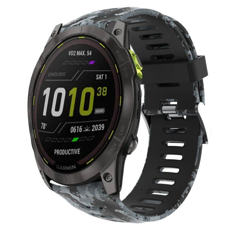 Watch Band – Silicone (26mm) #11 For Garmin Enduro 2 Black+Digital Camouflage