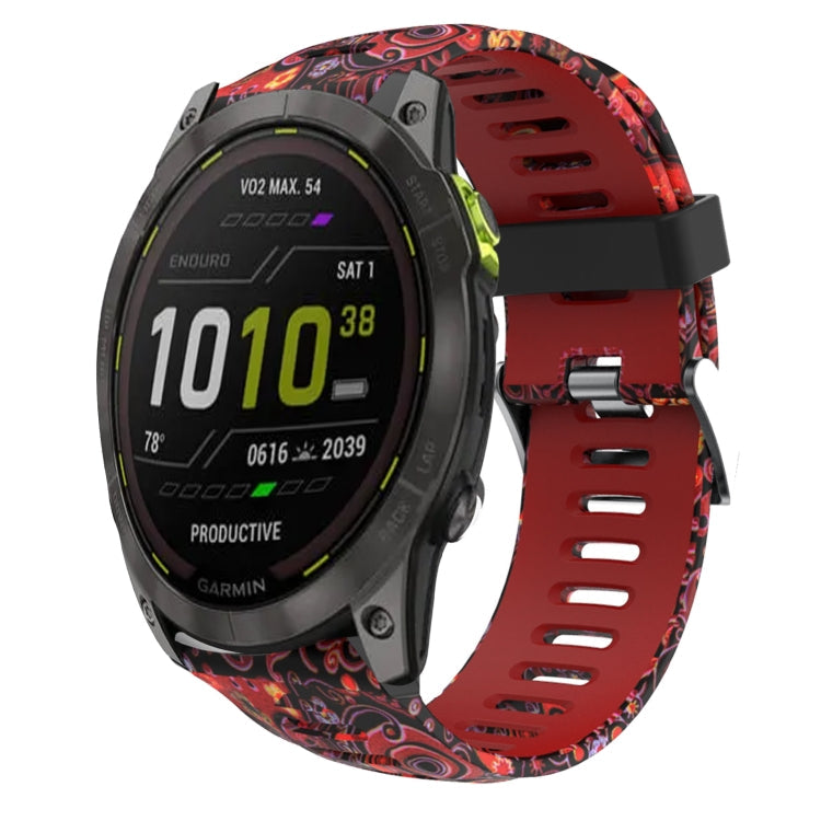 Watch Band – Silicone (26mm) #11 For Garmin Enduro 2 Red+Jellyfish Camouflage