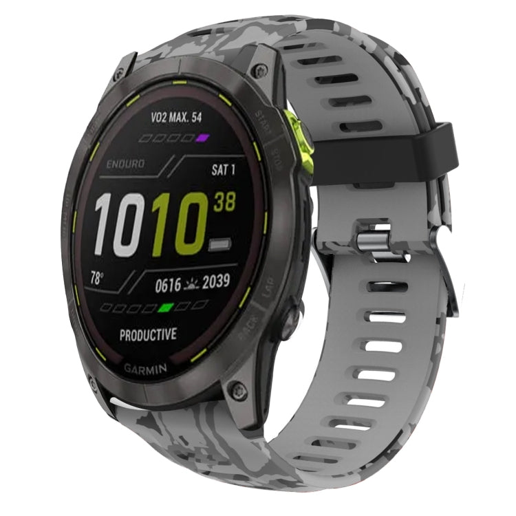 Watch Band – Silicone (26mm) #11 For Garmin Enduro 2 Grey+Army Camouflage