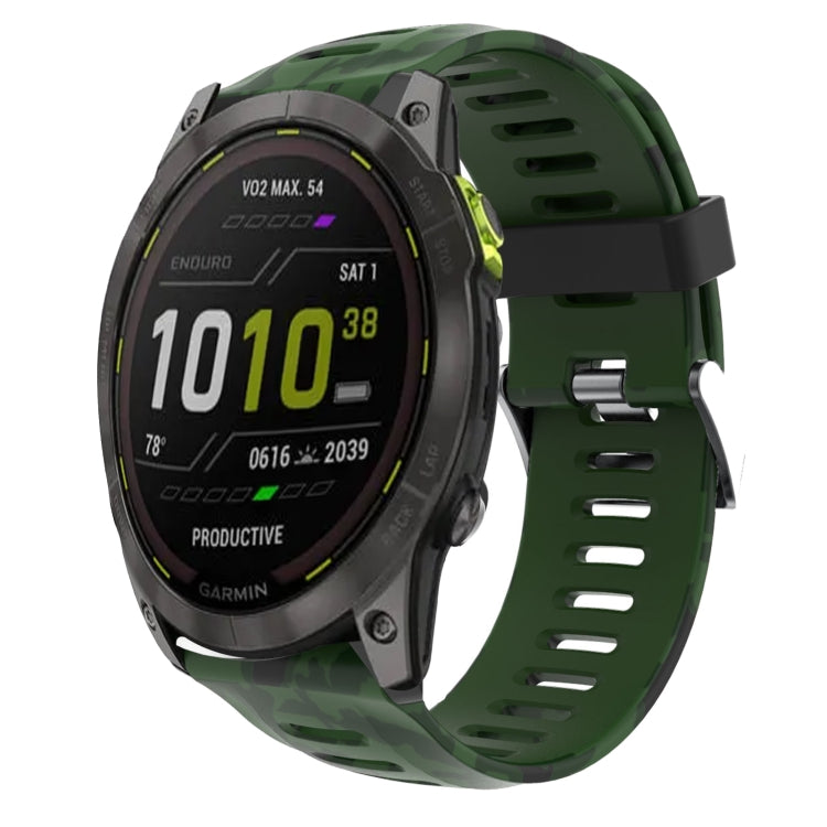 Watch Band – Silicone (26mm) #11 For Garmin Enduro 2 Army Green+Army Camouflage