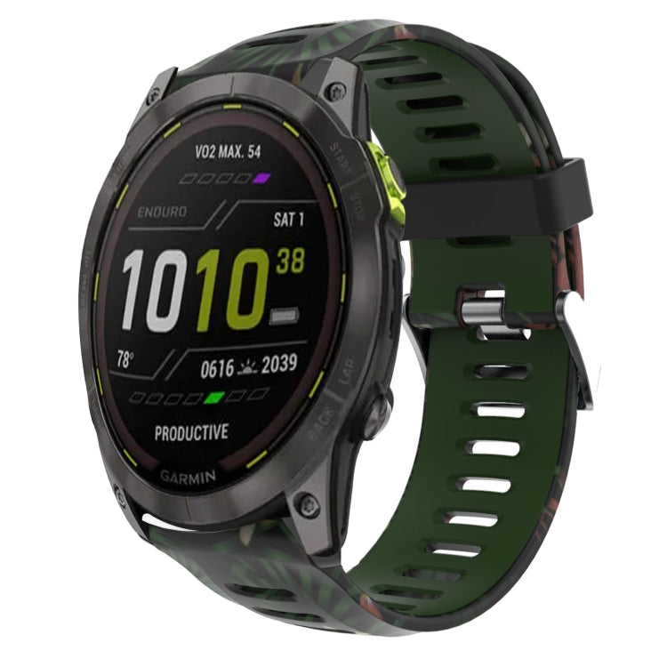 Watch Band – Silicone (26mm) #11 For Garmin Enduro 2 Army Green+Bamboo Camouflage