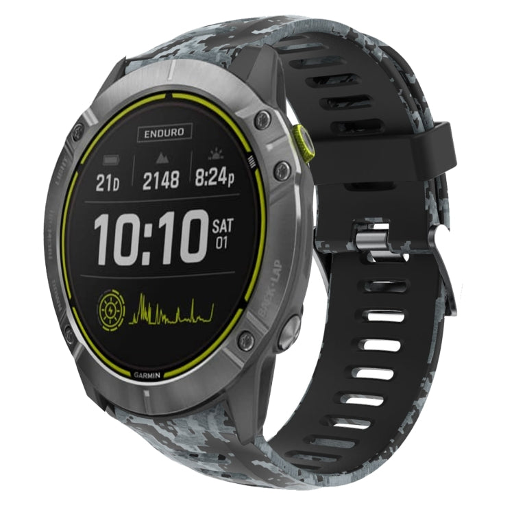 Watch Band – Silicone (26mm) #10 For Garmin Enduro Black+Digital Camouflage