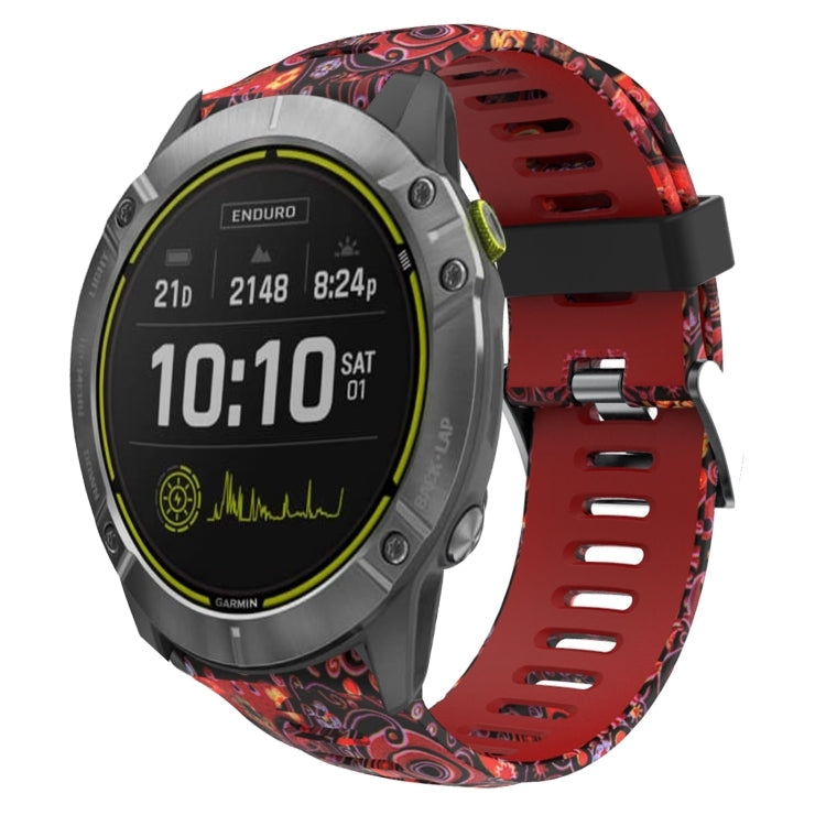 Watch Band – Silicone (26mm) #10 For Garmin Enduro Red+Jellyfish Camouflage