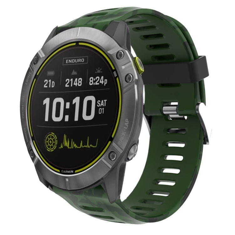 Watch Band – Silicone (26mm) #10 For Garmin Enduro Army Green+Army Camouflage