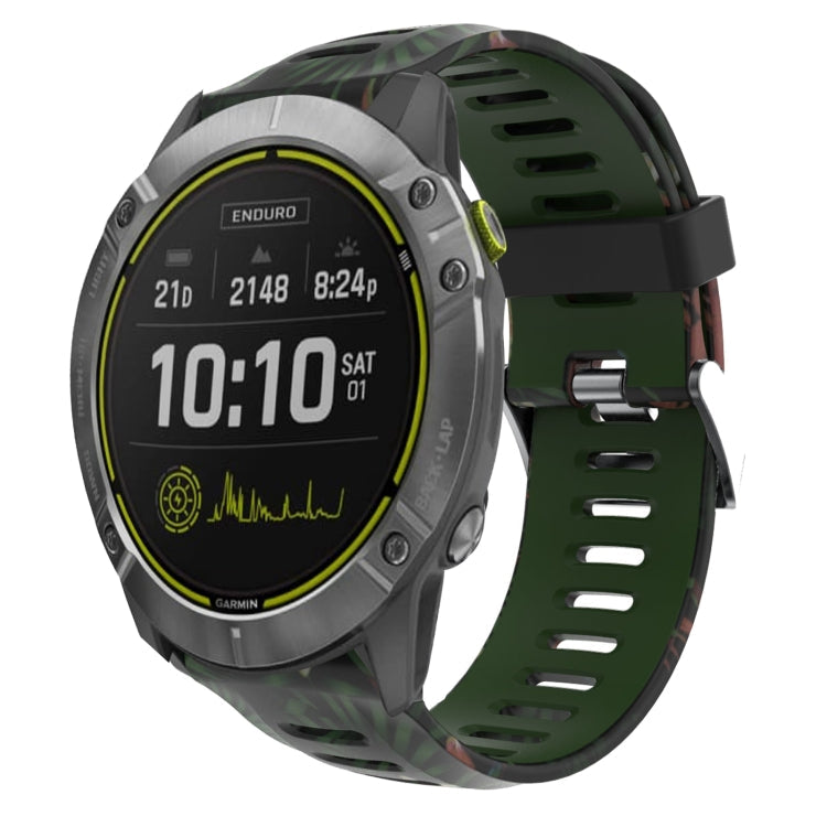 Watch Band – Silicone (26mm) #10 For Garmin Enduro Army Green+Bamboo Camouflage