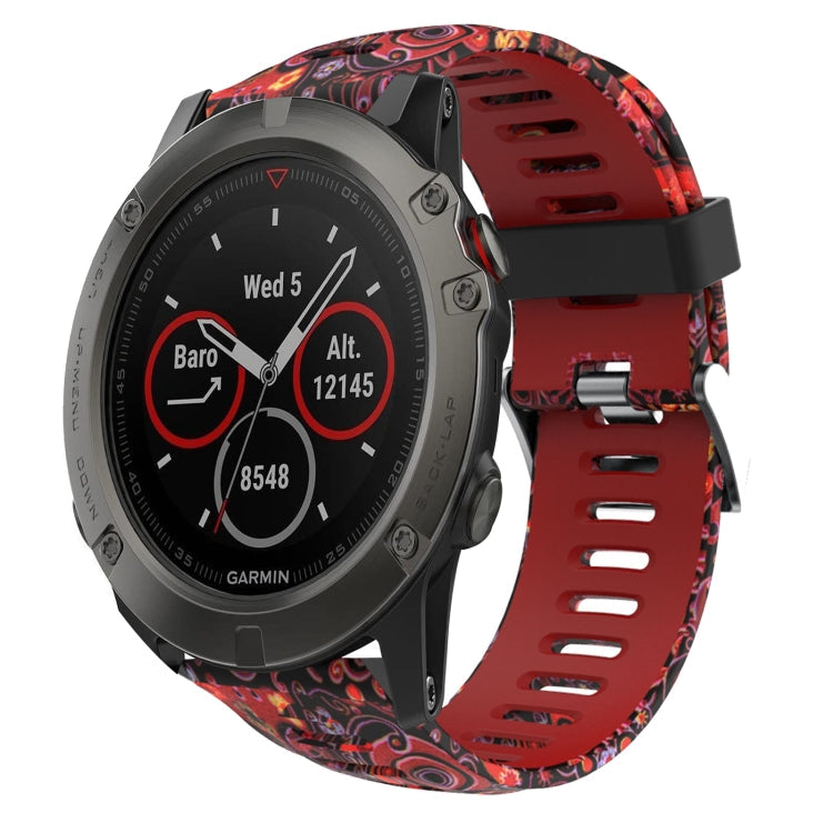 Watch Band – Silicone (26mm) #8 For Garmin Fenix 5X Sapphire Red+Jellyfish Camouflage