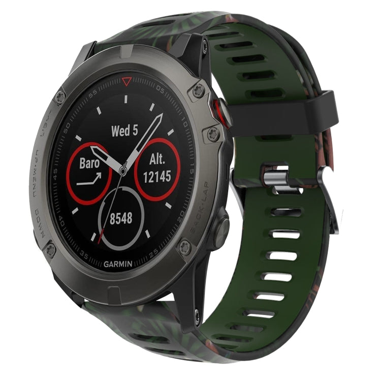 Watch Band – Silicone (26mm) #8 For Garmin Fenix 5X Sapphire Army Green+Bamboo Camouflage
