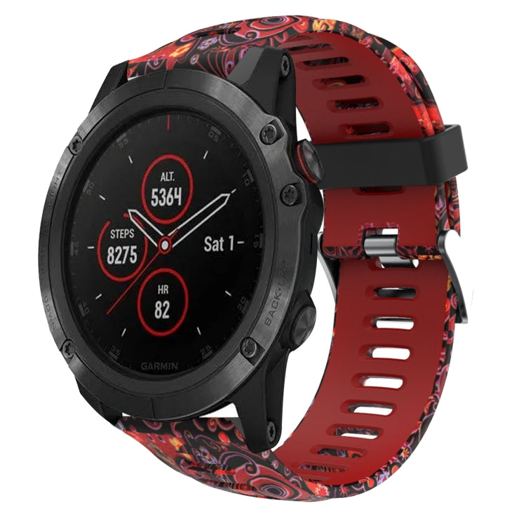 Watch Band – Silicone (26mm) #8 For Garmin Fenix 5X Plus Red+Jellyfish Camouflage
