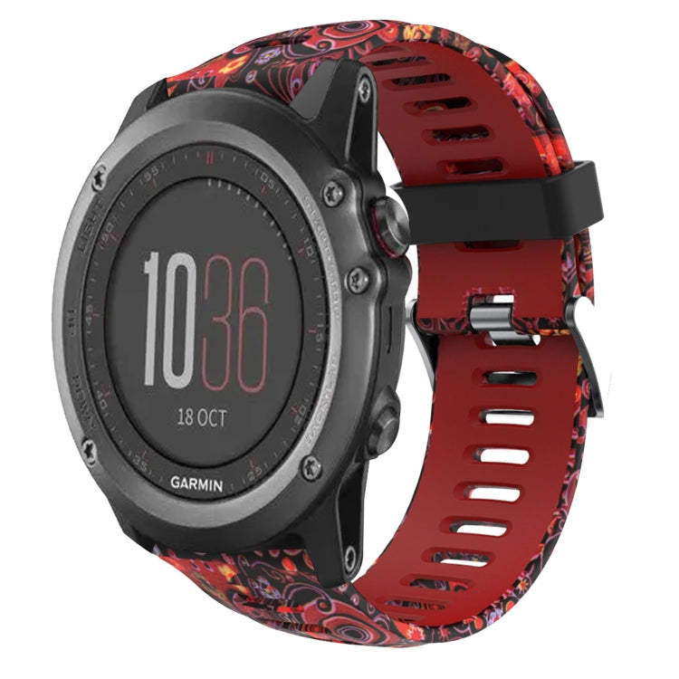 Watch Band – Silicone (26mm) #8 For Garmin Fenix 3 Red+Jellyfish Camouflage