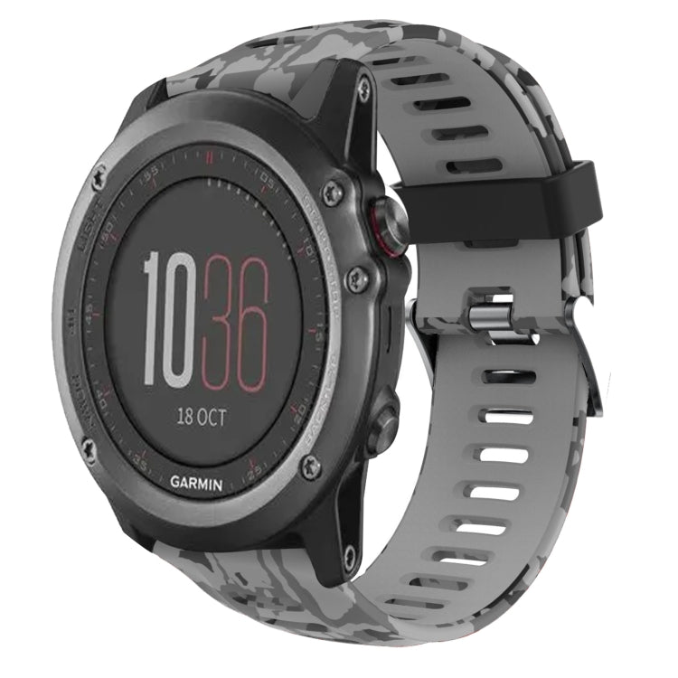 Watch Band – Silicone (26mm) #8 For Garmin Fenix 3 Grey+Army Camouflage