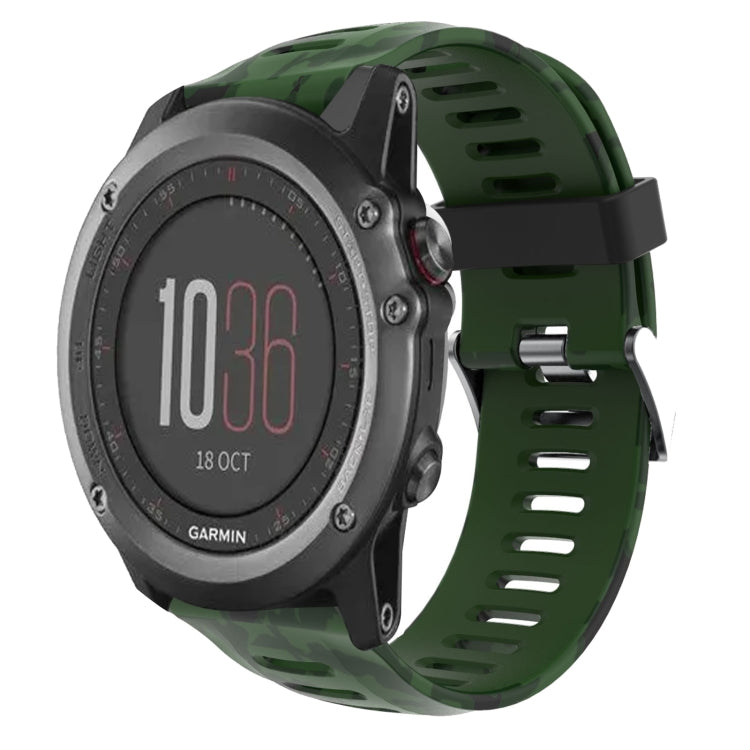 Watch Band – Silicone (26mm) #8 For Garmin Fenix 3 Army Green+Army Camouflage