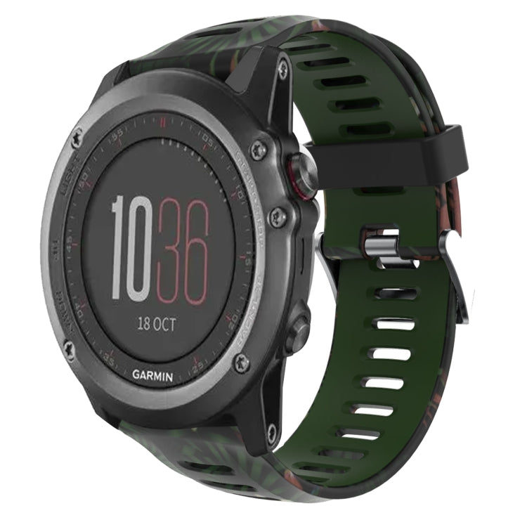 Watch Band – Silicone (26mm) #8 For Garmin Fenix 3 Army Green+Bamboo Camouflage