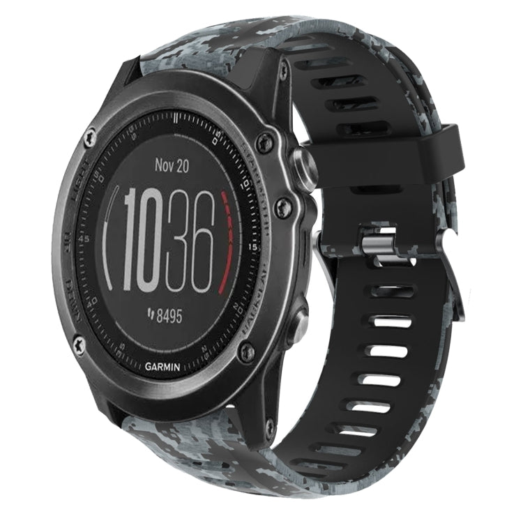 Watch Band – Silicone (26mm) #8 For Garmin Fenix 3 HR Black+Digital Camouflage